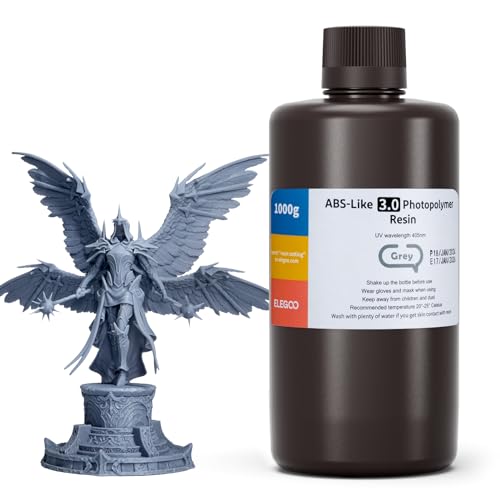 ELEGOO ABS-Like 3.0 3D Drucker Resin Grau 1000g, 405nm UV-Härtendes 3D Printer Harz mit Hoher Zugfestigkeit und Biegefestigkeit für MSLA/LCD/DLP 3D Drucker von ELEGOO