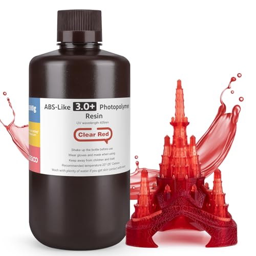 ELEGOO ABS-Like Resin 3.0 Plus, 3D Drucker Resin 405nm Rapid UV-härtendes Photopolymer Harz, Hohe Präzision für LCD 3D Drucker Klarrot 1kg von ELEGOO