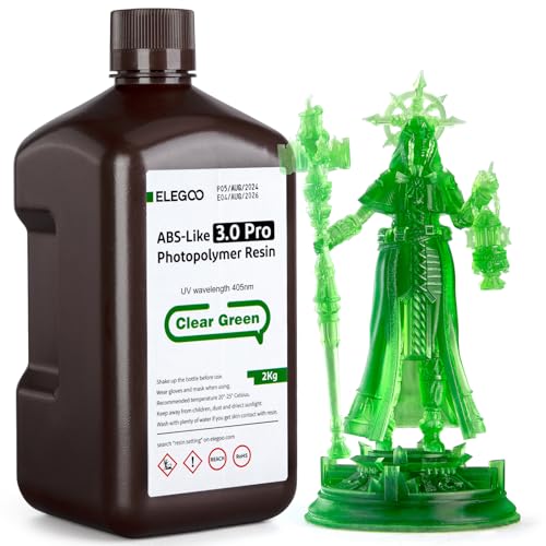 ELEGOO ABS-Like Resin 3.0 Pro, Harz für 3D-Drucker mit Höherer Kratzfestigkeit, 405nm UV Harz für MSLA/DLP/LCD-Drucker, Schnelle Aushärtung, Hohe Präzision, Nicht Spröde, Klargrün 2000g ELEGOO ABS-Like Resin 3.0 Pro, Harz für 3D-Drucker mit Höherer Kratzfestigkeit, 405nm UV Harz für MSLA/DLP/LCD-Drucker, Schnelle Aushärtung, Hohe Präzision, Nicht Spröde, Klargrün 2000g von ELEGOO