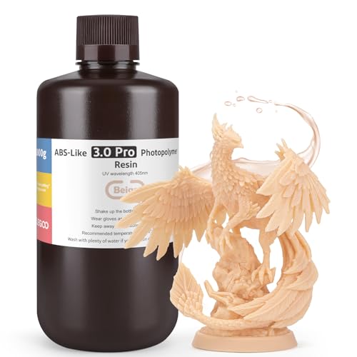 ELEGOO ABS-Like Resin 3.0 Pro, UV-Härtendes 3D Resin mit Hohe Präzision, Nicht Spröde, Nicht Giftig für LCD/DLP 3D Drucker Photopolymer Harz Beige 1000g von ELEGOO
