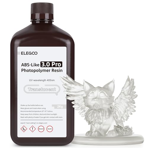 ELEGOO ABS-Like Resin 3.0 Pro, UV-Härtendes 3D Resin mit Hohe Präzision, Nicht Spröde, Nicht Giftig für LCD/DLP 3D Drucker Photopolymer Harz Clear 2000g von ELEGOO