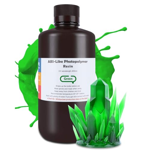 ELEGOO ABS-Like Resin für 3D Drucker Transparentes Grün 1000g, 405nm Photopolymerharz 3D Drucker UV Resin für LCD/DLP 3D Drucker von ELEGOO