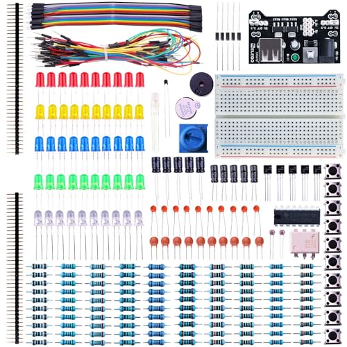 ELEGOO Electronic Fun Kit Breadboard Kabel Widerstand Kondensator LED Potentiometer für Elektronik Learning Kit, Kompatibel mit Arduino IDE, UNO R3, MEGA, etc von ELEGOO
