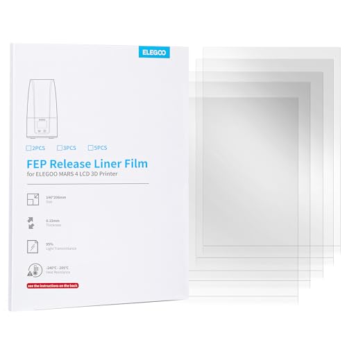 ELEGOO FEP Release Film für Mars 4 Resin 3D Drucker mit 95% Lichtdurchlässigkeit, 206 * 146 mm, 0,15 mm Dicke von ELEGOO