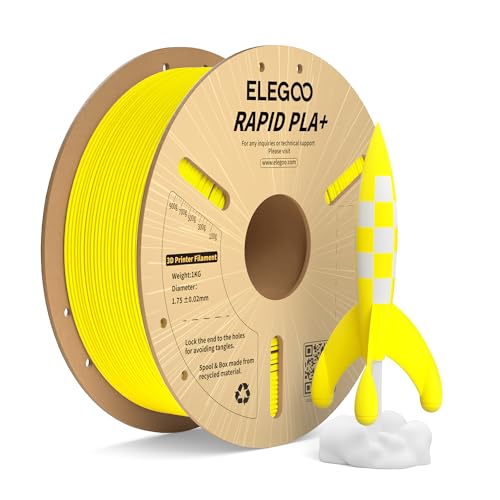 ELEGOO High Speed PLA+ Filament 1.75mm Gelb 1KG, Rapid PLA Plus 3D Drucker Speedy Filament für 0-600 mm/s Hochgeschwindigkeitsdruck, Maßgenauigkeit +/-0,02mm, 1kg Spule (2.2lbs) von ELEGOO