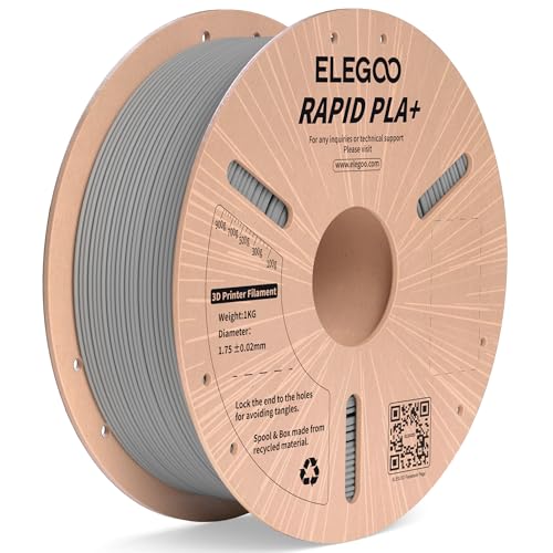 ELEGOO Hohe Geschwindigkeit PLA+ Filament 1.75mm Grau 1KG, High Rapid PLA Plus 3D Drucker Speedy Filament für 0-600 mm/s Hochgeschwindigkeitsdruck, Maßgenauigkeit +/-0,02mm, 1kg Spule (2.2lbs) von ELEGOO