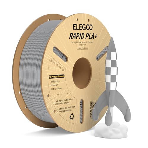 ELEGOO High Speed PLA+ Filament 1.75mm Grau 1KG, Rapid PLA Plus 3D Drucker Speedy Filament für 0-600 mm/s Hochgeschwindigkeitsdruck, Maßgenauigkeit +/-0,02mm, 1kg Spule (2.2lbs) von ELEGOO