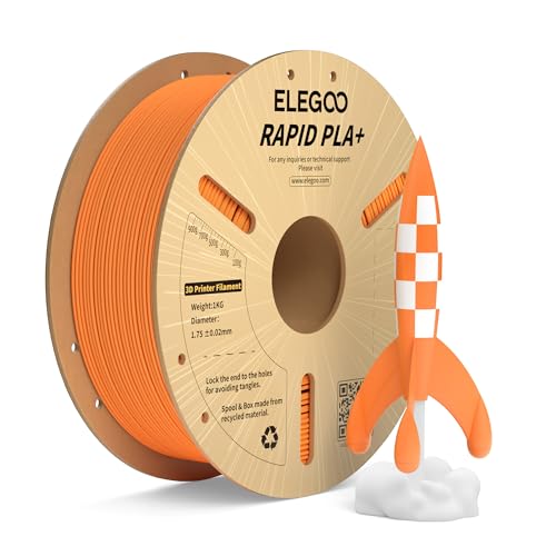 ELEGOO High Speed PLA+ Filament 1.75mm Orange 1KG, Rapid PLA Plus 3D Drucker Speedy Filament für 0-600 mm/s Hochgeschwindigkeitsdruck, Maßgenauigkeit +/-0,02mm, 1kg Spule (2.2lbs) von ELEGOO