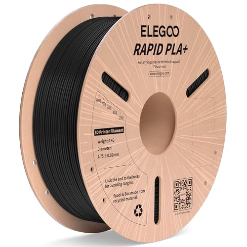 ELEGOO Hohe Geschwindigkeit PLA+ Filament 1.75mm Schwarz 1KG, High Rapid PLA Plus 3D Drucker Speedy Filament für 0-600 mm/s Hochgeschwindigkeitsdruck, Maßgenauigkeit +/-0,02mm, 1kg Spule (2.2lbs) von ELEGOO