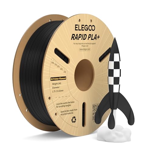 ELEGOO High Speed PLA+ Filament 1.75mm Schwarz 1KG, Rapid PLA Plus 3D Drucker Speedy Filament für 0-600 mm/s Hochgeschwindigkeitsdruck, Maßgenauigkeit +/-0,02mm, 1kg Spule (2.2lbs) von ELEGOO