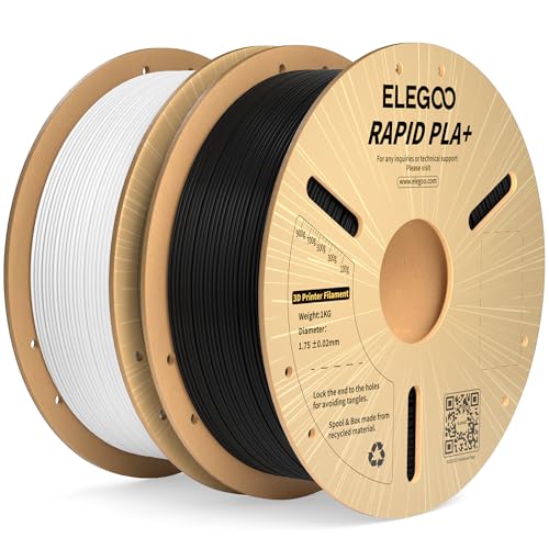 ELEGOO Hohe Geschwindigkeit PLA+ Filament 1.75mm Schwarz Weiß 2KG, High Rapid PLA Plus 3D Drucker Speedy Filament für 0-600 mm/s Hochgeschwindigkeitsdruck, Maßgenauigkeit +/-0,02mm, 2kg Spule (4.4lbs) von ELEGOO