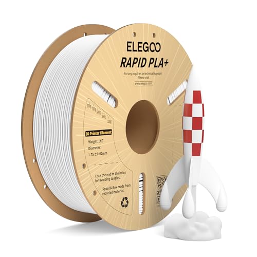 ELEGOO High Speed PLA+ Filament 1.75mm Weiß 1KG, Rapid PLA Plus 3D Drucker Speedy Filament für 0-600 mm/s Hochgeschwindigkeitsdruck, Maßgenauigkeit +/-0,02mm, 1kg Spule (2.2lbs) von ELEGOO