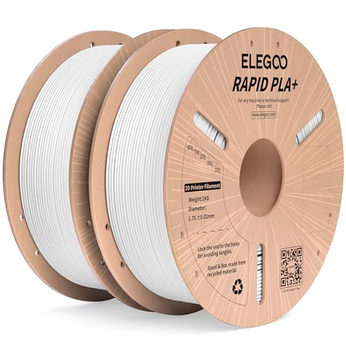ELEGOO Hohe Geschwindigkeit PLA+ Filament 1.75mm Weiß 2KG, High Rapid PLA Plus 3D Drucker Speedy Filament für 0-600 mm/s Hochgeschwindigkeitsdruck, Maßgenauigkeit +/-0,02mm, 1kg Spule (4.4lbs) von ELEGOO
