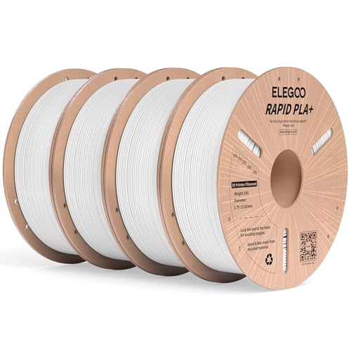 ELEGOO Hohe Geschwindigkeit PLA+ Filament 1.75mm Weiß 4KG, High Rapid PLA Plus 3D Drucker Speedy Filament für 0-600 mm/s Hochgeschwindigkeitsdruck, Maßgenauigkeit +/-0,02mm, 4kg Spule (8.8lbs) von ELEGOO