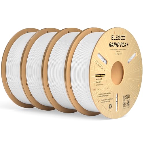 ELEGOO Hohe Geschwindigkeit PLA+ Filament 1.75mm Weiß 4KG, High Rapid PLA Plus 3D Drucker Speedy Filament für 0-600 mm/s Hochgeschwindigkeitsdruck, Maßgenauigkeit +/-0,02mm, 4kg Spule (8.8lbs) von ELEGOO