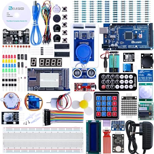 ELEGOO MEGA-R3 Starter Kit für Arduino Projekt Ultimate Starter Kit mit Deutschem Tutorial, MEGA-R3 Mikrocontroller und viel Elektronik Zubehöre von ELEGOO