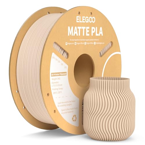 ELEGOO Matte PLA Filament Matte Beige 1KG, 1.75mm 3D Drucker Filament Maßgenauigkeit +/- 0.02mm, 1kg Kartonspule (2.2lbs) für die meisten FDM 3D Drucker von ELEGOO