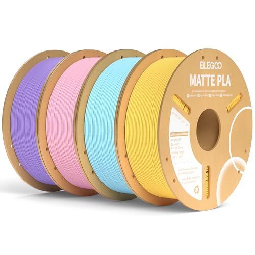 ELEGOO Matte PLA Filament Sonnenschein Gelb Eisblau Sakura Rosa Lavendel Lila 4KG, 1.75mm 3D Drucker Filament Maßgenauigkeit +/- 0.02mm, 4 Stück 1kg Kartonspule (2.2lbs) von ELEGOO
