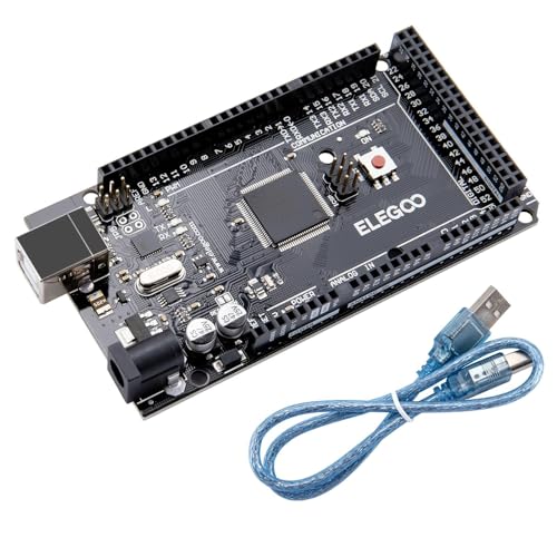 ELEGOO Mega-R3 Mikrocontroller mit USB-Kabel Kompatibel mit Arduino IDE in Schwarz von ELEGOO