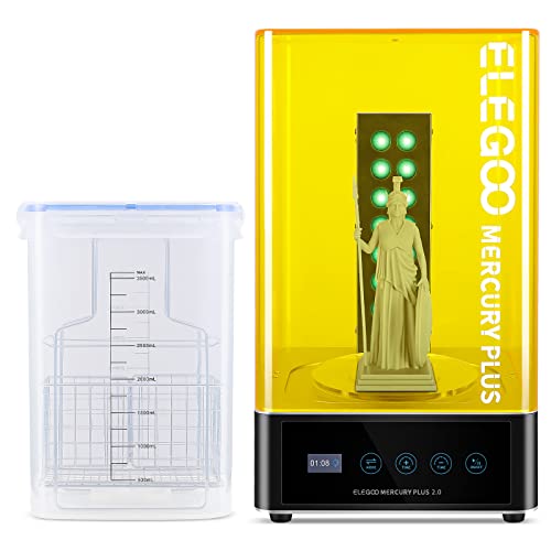 ELEGOO Mercury Plus 2.0 Waschen und Aushärten Maschine, 2 in 1 UV LED Härtungsbox mit Rotary Aushärten Drehscheibe und Waschen Eimer für LCD/DLP/SLA 3D Drucker Modelle von ELEGOO