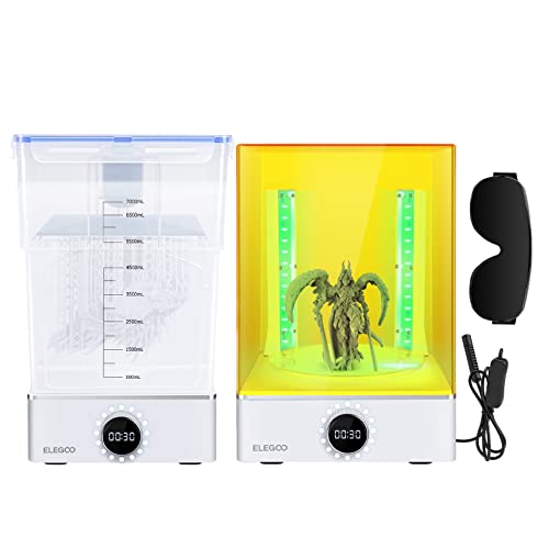 ELEGOO Mercury XS Bundle Große Wasch und Aushärtemaschine für Saturn Meisten LCD SLA DLP 3D Gedruckte Modelle Harz-UV-Härtungsbox mit 360° Unterseite Lichtdrehteller und Handlicht von ELEGOO