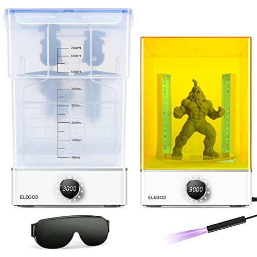 ELEGOO Mercury XS Bundle mit Separater Wasch- und Aushärtestation und handgehaltenem UV-Licht, Waschen & Aushärten Maschine für Saturn S Mars 2/3 Pro Photon S Mono LCD/DLP/SLA 3D Resin Drucker Modelle von ELEGOO