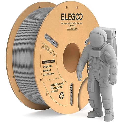 ELEGOO PLA+ Filament 1.75mm Grau 1KG, PLA Plus 3D Drucker Filament, Härter und Stärker Filament-3D-Druckmaterialien, Maßgenauigkeit +/-0,02mm, Kompatibel mit den Meisten FDM-Drucker(1KG/Spool, 2.2lbs) von ELEGOO