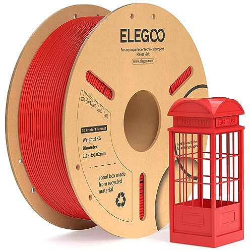 ELEGOO PLA+ Filament 1.75mm Rot 1KG, PLA Plus 3D Drucker Filament, Härter und Stärker Filament-3D-Druckmaterialien, Maßgenauigkeit +/-0,02mm, Kompatibel mit den Meisten FDM-Drucker(1KG/Spool, 2.2lbs) von ELEGOO
