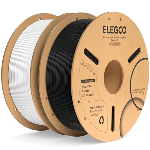 ELEGOO PLA+ Filament 1.75mm Schwarz 1KG+Weiß1KG, PLA Plus 3D Drucker Filament, Härter und Stärker Filament-3D-Druckmaterialien, Maßgenauigkeit +/-0,02mm, Kompatibel mit FDM-Drucker(2KG/Spool, 4.4lbs) von ELEGOO
