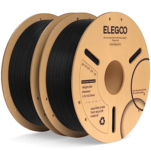 ELEGOO PLA+ Filament 1.75mm Schwarz 2KG, PLA Plus 3D Drucker , Härter und Stärker - Druckmaterialien, Maßgenauigkeit +/-0,02mm, Kompatibel mit Meisten FDM-(2KG/Spool, 4.4lbs) von ELEGOO