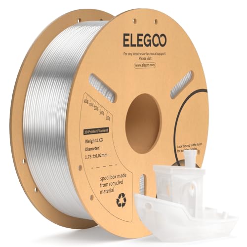 ELEGOO PLA+ Filament 1.75mm Transparent 1KG, PLA Plus 3D Drucker Filament, Härter und Stärker Filament-3D-Druckmaterialien, Maßgenauigkeit +/-0,02mm, Kompatibel mit den FDM-Drucker(1KG/Spool, 2.2lbs) von ELEGOO