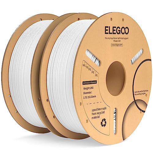 ELEGOO PLA+ Filament 1.75mm Weiß 2KG, PLA Plus 3D Drucker Filament, Härter und Stärker Filament-3D-Druckmaterialien, Maßgenauigkeit +/-0,02mm, Kompatibel mit den Meisten FDM-Drucker(2KG/Spool, 4.4lbs) von ELEGOO