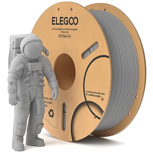 ELEGOO PLA Filament 1.75mm Grau 1KG, 3D Drucker Filament Maßgenauigkeit +/- 0,02 mm, 1kg Pappspule (2.2lbs) Filament-3D-Druckmaterialien Passt für die meisten FDM 3D-Drucker von ELEGOO