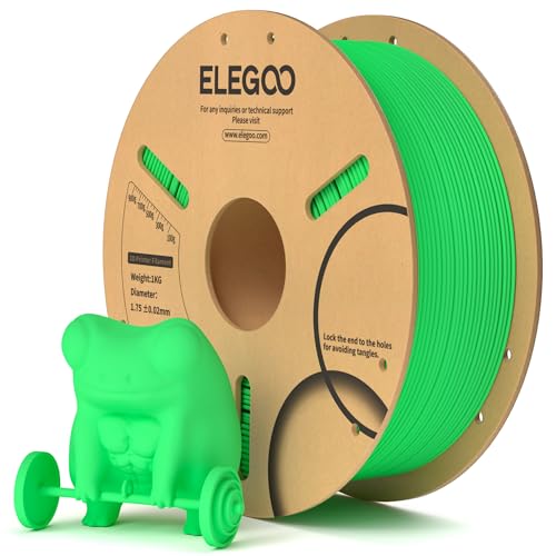 ELEGOO PLA Filament 1.75mm Neon Grün 1KG, 3D Drucker Filament Maßgenauigkeit +/- 0,02 mm, 1kg Pappspule (2.2lbs) Filament-3D-Druckmaterialien Passt für die meisten FDM 3D-Drucker von ELEGOO