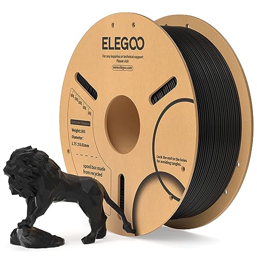 ELEGOO PLA Filament 1.75mm Schwarz 1KG, 3D Drucker Filament Maßgenauigkeit +/- 0,02 mm, 1kg Pappspule (2.2lbs) Filament-3D-Druckmaterialien Passt für die meisten FDM 3D-Drucker von ELEGOO