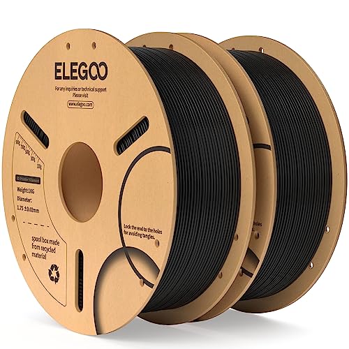 ELEGOO PLA Filament 1.75mm Schwarz 2KG, 3D Drucker Filament Maßgenauigkeit +/- 0,02 mm, 2kg Pappspule (4.4lbs) Filament-3D-Druckmaterialien Passt für die meisten FDM 3D-Drucker von ELEGOO