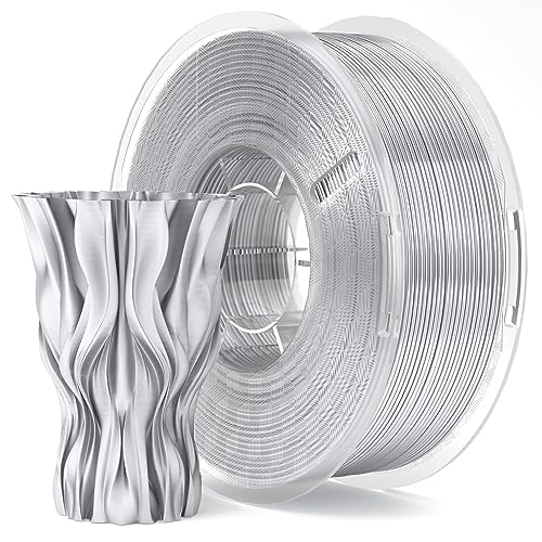 ELEGOO PLA Filament 1.75mm Silber 1KG, 3D Drucker Filament Maßgenauigkeit +/- 0,02 mm, 1kg Kunststoffspule (2.2lbs) Filament-3D-Druckmaterialien Passt für die meisten FDM 3D-Drucker von ELEGOO