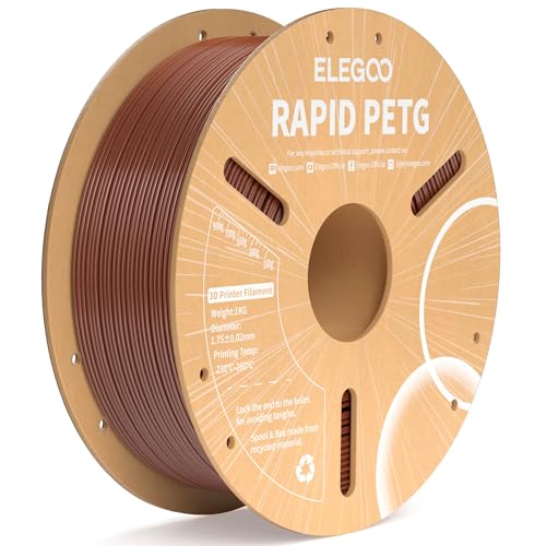 ELEGOO Rapid PETG Filament 1.75mm Braun 1KG, High Speed 30-600mm/s 3D Drucker Filament Maßgenauigkeit +/- 0.02 mm, 1kg Pappspule(2.2lbs) Passend für die meisten FDM 3D Drucker von ELEGOO
