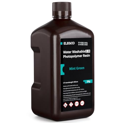 ELEGOO Resin Wasser Abwaschbar 2.0 2000g Minzgrün, Geringe Schrumpfung und Hohe Haltbarkeit 395-405 nm Schnelles Aushärten 3D Drucker Water Washable Resin für MSLA/LCD/DLP Resin 3D Drucker ELEGOO Resin Wasser Abwaschbar 2.0 2000g Minzgrün, Geringe Schrumpfung und Hohe Haltbarkeit 395-405 nm Schnelles Aushärten 3D Drucker Water Washable Resin für MSLA/LCD/DLP Resin 3D Drucker von ELEGOO