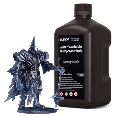 ELEGOO Resin Wasser Abwaschbar 2kg Rauchiges Schwarz, 405nm LCD UV-Härtung 3D Drucker Resin Water Washable Resin für MSLA/LCD/DLP Resin 3D Drucker ELEGOO Resin Wasser Abwaschbar 2kg Rauchiges Schwarz, 405nm LCD UV-Härtung 3D Drucker Resin Water Washable Resin für MSLA/LCD/DLP Resin 3D Drucker von ELEGOO
