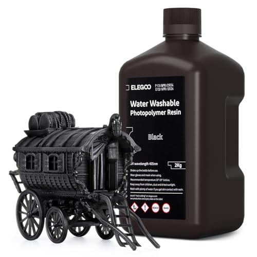 ELEGOO Resin Wasser Abwaschbar 2kg Schwarz, 405nm LCD UV-Härtung 3D Drucker Resin Water Washable Resin für MSLA/LCD/DLP Resin 3D Drucker von ELEGOO