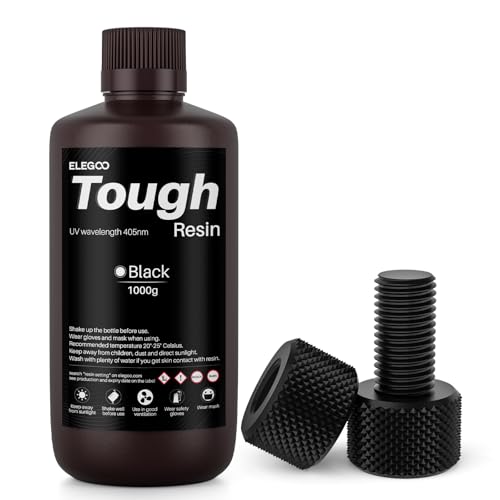 ELEGOO Tough Resin, 3D Drucker Harz mit Hoher Schlagzähigkeit und hoher Zähigkeit, 3D Resin für MSLA 3D Drucker, Schwarz 1000g ELEGOO Tough Resin, 3D Drucker Harz mit Hoher Schlagzähigkeit und hoher Zähigkeit, 3D Resin für MSLA 3D Drucker, Schwarz 1000g von ELEGOO