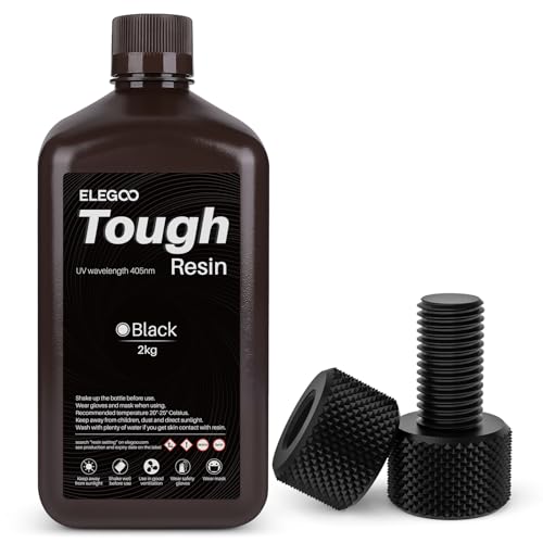 ELEGOO Tough Resin, 3D Drucker Harz mit Hoher Schlagzähigkeit und hoher Zähigkeit, 3D Resin für MSLA 3D Drucker, Schwarz 2000g von ELEGOO