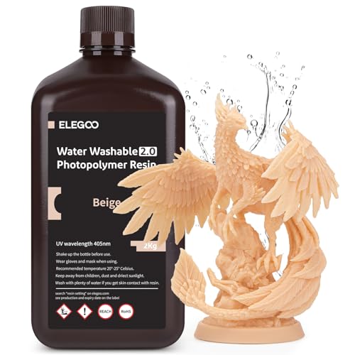 ELEGOO Upgraded 405nm Wasser Waschbares Resin 2.0,Water Washable 3D Drucker Rapid Harz mit Geringerer Schrumpfung und Höherer Präzision für LCD/DLP/SLA/3D Drucker Beige 2000g ELEGOO Upgraded 405nm Wasser Waschbares Resin 2.0,Water Washable 3D Drucker Rapid Harz mit Geringerer Schrumpfung und Höherer Präzision für LCD/DLP/SLA/3D Drucker Beige 2000g von ELEGOO