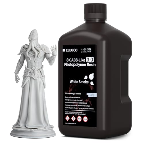 ELEGOO Upgraded 8K ABS-Like 3.0 Resin Weißer Rauch 2000g, Hohe Zähigkeit, Schnellhärtendes 405nm LCD UV-Härtungsharz für 8K/12K/14K MSLA/DLP/LCD 3D Drucker ELEGOO Upgraded 8K ABS-Like 3.0 Resin Weißer Rauch 2000g, Hohe Zähigkeit, Schnellhärtendes 405nm LCD UV-Härtungsharz für 8K/12K/14K MSLA/DLP/LCD 3D Drucker von ELEGOO