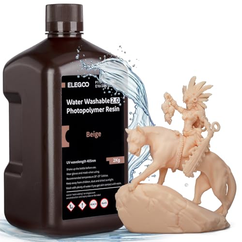 ELEGOO Upgraded Wasser Waschbares 3D Drucker Resin 2.0, Schnell Aushärtendes Photopolymerharz für LCD DLP SLA Resin Drucker, 395-405nm UV-Aushärtung 3D-Druckflüssigkeit, Beige 2000g ELEGOO Upgraded Wasser Waschbares 3D Drucker Resin 2.0, Schnell Aushärtendes Photopolymerharz für LCD DLP SLA Resin Drucker, 395-405nm UV-Aushärtung 3D-Druckflüssigkeit, Beige 2000g von ELEGOO