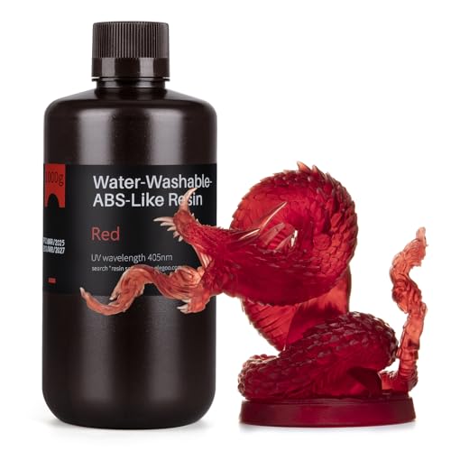 ELEGOO Wasser Waschbares ABS-Like Resin, Water Washable 3D Drucker Resin mit Hohe Haltbarkeit und Zähigkeit, Geringer Geruch, Breite Kompatibilität für MSLA/LCD/DLP 3D Drucker, 1000g Klarrot ELEGOO Wasser Waschbares ABS-Like Resin, Water Washable 3D Drucker Resin mit Hohe Haltbarkeit und Zähigkeit, Geringer Geruch, Breite Kompatibilität für MSLA/LCD/DLP 3D Drucker, 1000g Klarrot von ELEGOO