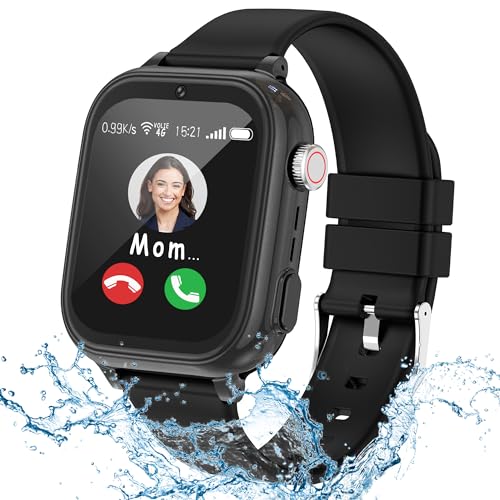 ELEJAFE 4G Smartwatch Kinder, IP68 Wasserdicht Kinder Smartwatch mit GPS und Telefon, Videoanruf, SOS, WiFi, Schulmodus, Voice Chat, Schrittzähler, Wecker, Kinderuhr für Mädchen und Jungen von ELEJAFE