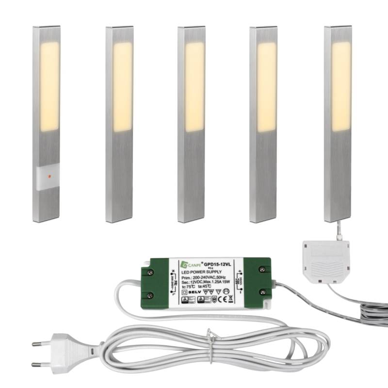 Elektra Küchen LED Unterbauleuchten Rechteck Leuchten SET Trafo Alu 12 V 3000k von ELEKTRA