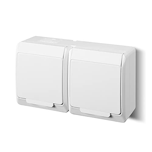 ELEKTRO-PLAST Aufputz 2-Fach Zweifach Steckdose IP44 Wassergeschützt Außenbereich Weiß ELEKTRO-PLAST Aufputz 2-Fach Zweifach Steckdose IP44 Wassergeschützt Außenbereich Weiß von ELEKTRO-PLAST